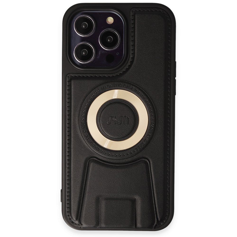 Newface iPhone 14 Pro Kılıf Merkür Magneticsafe Standlı Kapak - Siyah