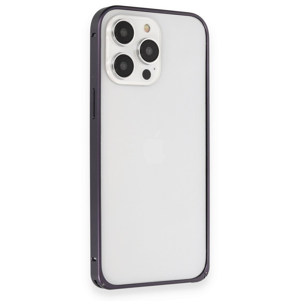 Joko iPhone 14 Pro Kılıf Metal Bumper Magneticsafe Kapak - Derin Mor