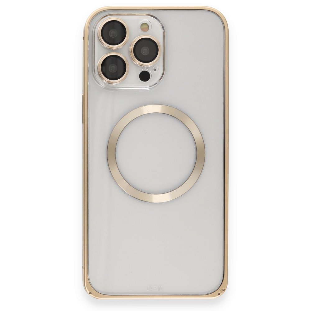 Joko iPhone 14 Pro Kılıf Metal Bumper Magneticsafe Kapak - Gold