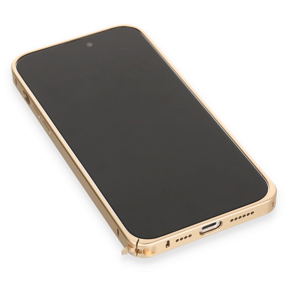 Joko iPhone 14 Pro Kılıf Metal Bumper Magneticsafe Kapak - Gold