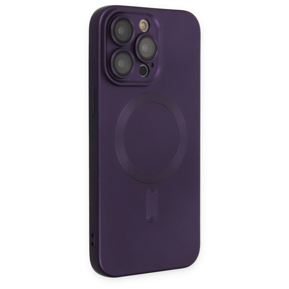 Newface iPhone 14 Pro Kılıf Moshi Lens Magneticsafe Silikon - Mor