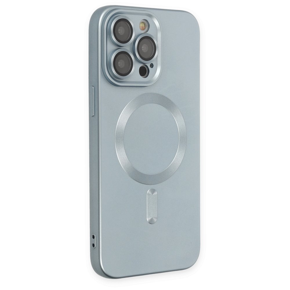 Newface iPhone 14 Pro Kılıf Moshi Lens Magneticsafe Silikon - Sierra Blue