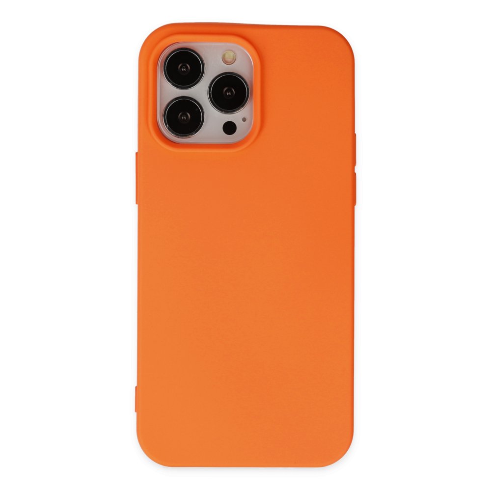 Newface iPhone 14 Pro Kılıf Nano içi Kadife Silikon - Turuncu