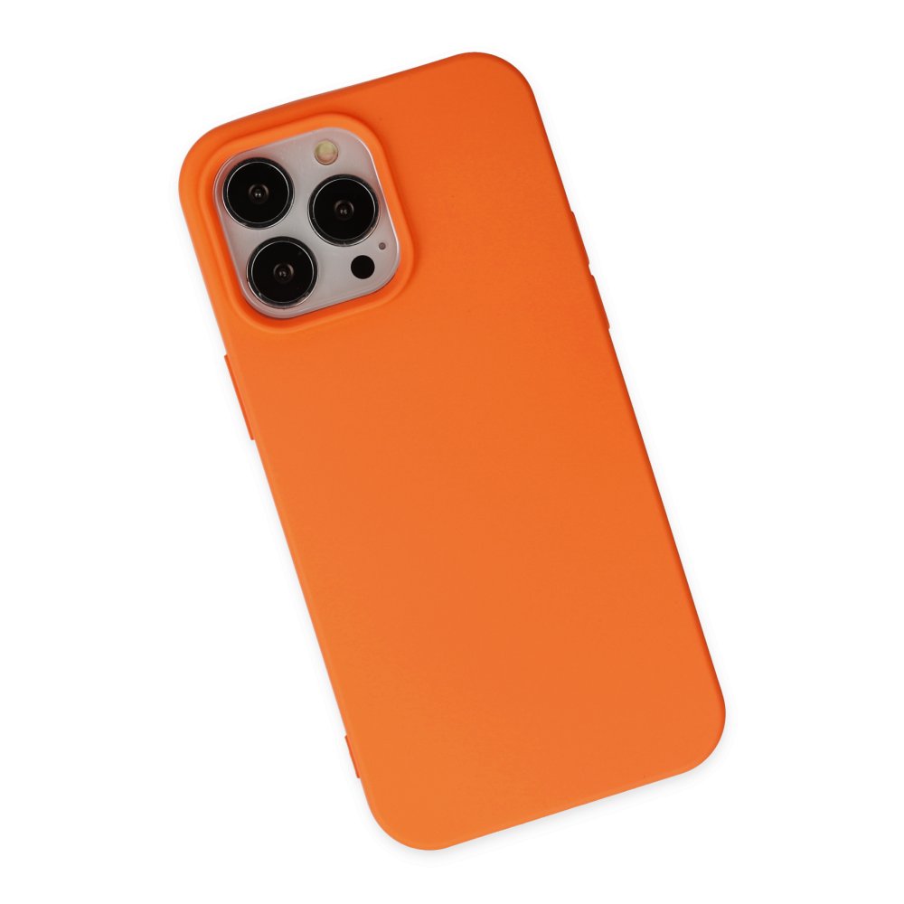 Newface iPhone 14 Pro Kılıf Nano içi Kadife Silikon - Turuncu