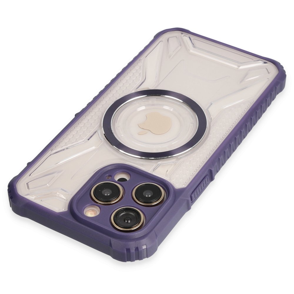 Newface iPhone 14 Pro Kılıf Prag Magneticsafe Kapak - Derin Mor