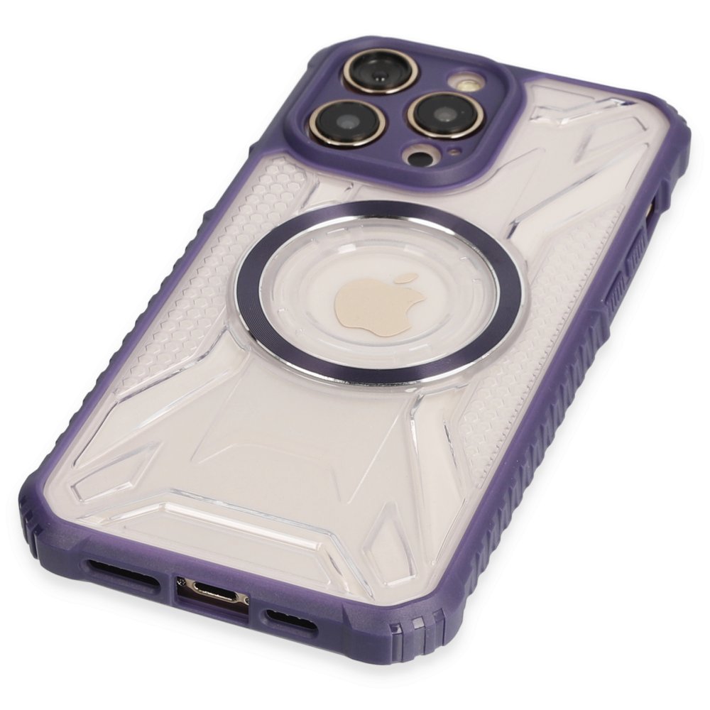 Newface iPhone 14 Pro Kılıf Prag Magneticsafe Kapak - Derin Mor