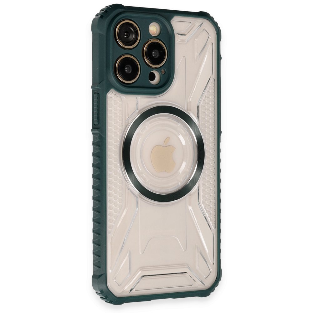 Newface iPhone 14 Pro Kılıf Prag Magneticsafe Kapak - Koyu Yeşil