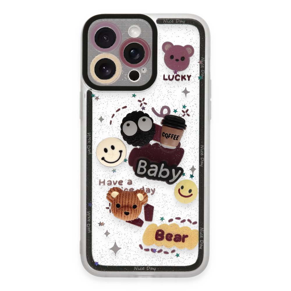 Newface iPhone 14 Pro Kılıf Sweet Desenli Silikon Kapak - Sarı