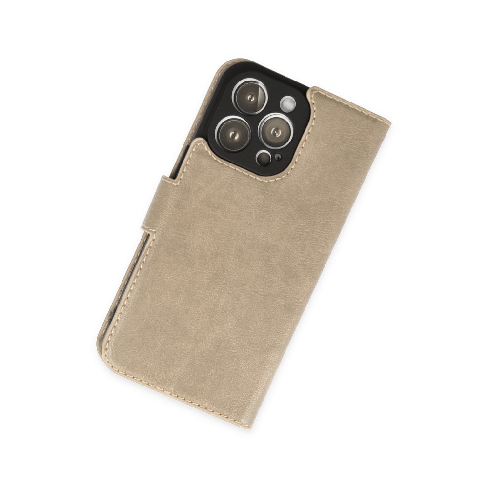 Newface iPhone 14 Pro Kılıf Trend S Plus Kapaklı Kılıf - Gold