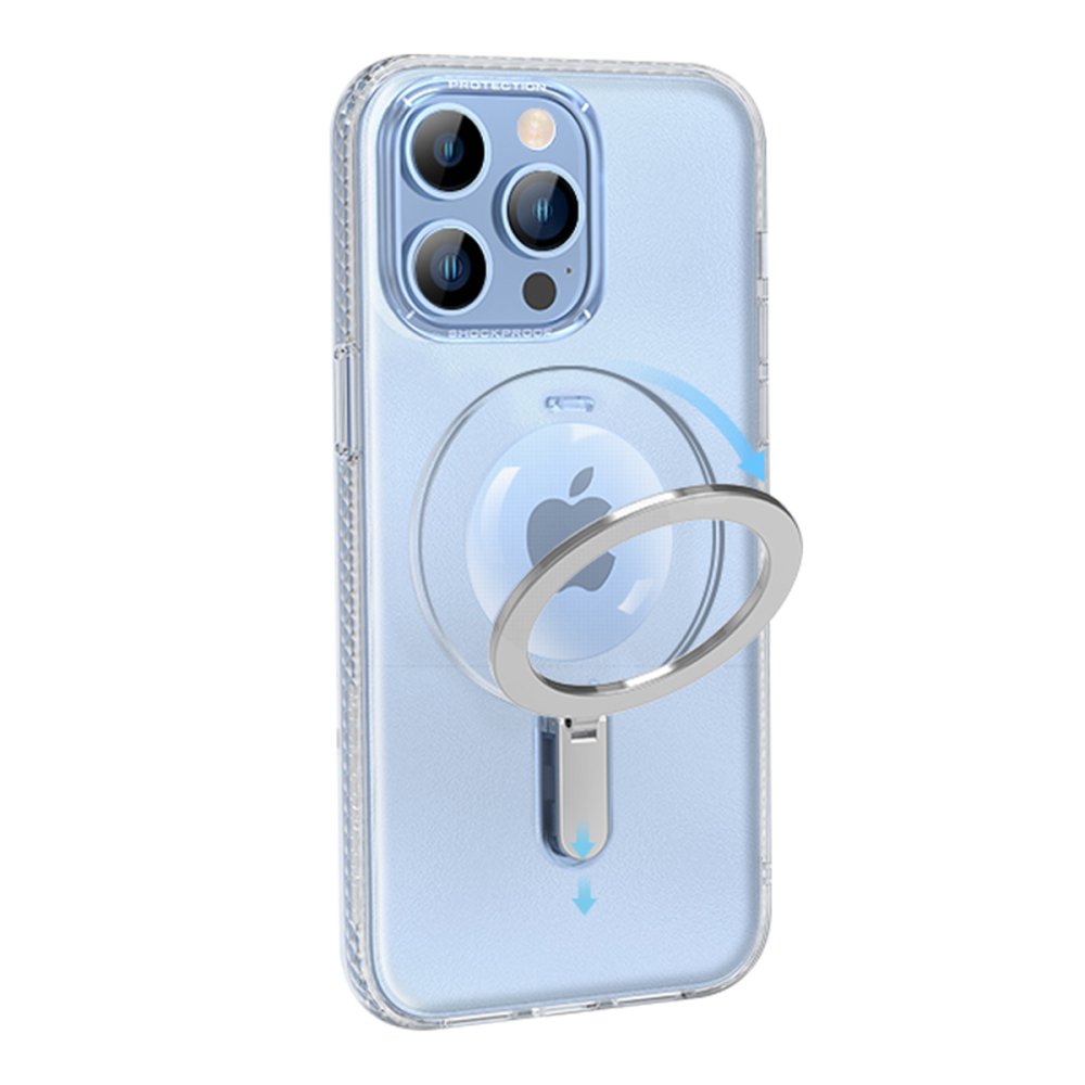 Joko iPhone 14 Pro Kılıf Zoom Standlı Silikon - Sierra Blue