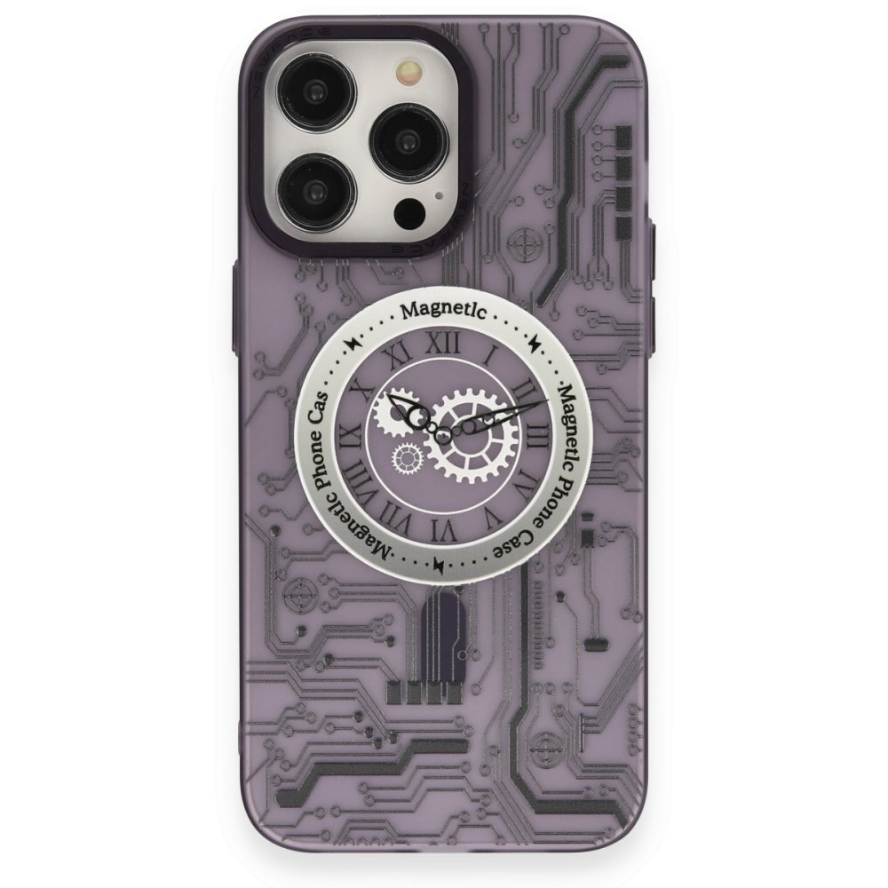 Newface iPhone 14 Pro Max Kılıf Apollo Magneticsafe Desenli Kapak - Apollo Mor - 5