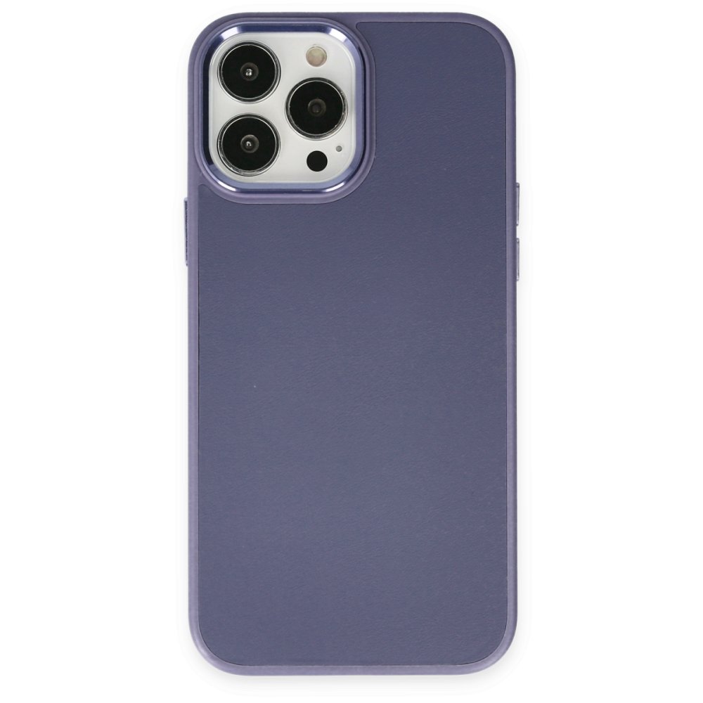 Newface iPhone 14 Pro Max Kılıf Asya Deri Silikon - Mor