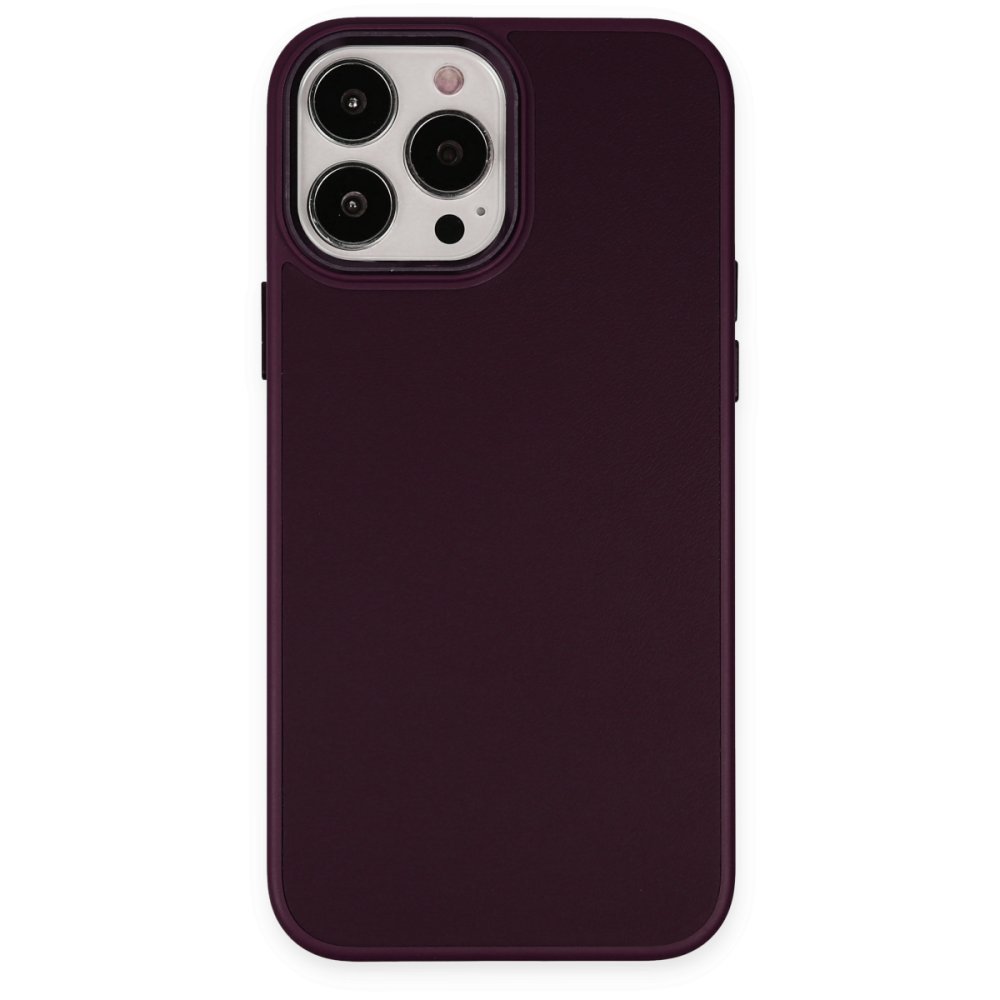Newface iPhone 14 Pro Max Kılıf Asya Deri Silikon - Mürdüm