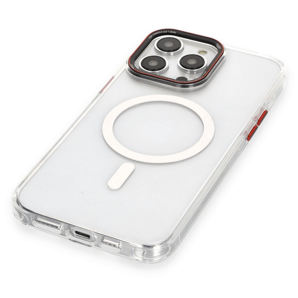 Newface iPhone 14 Pro Max Kılıf Dinamik Magneticsafe Silikon - Şeffaf