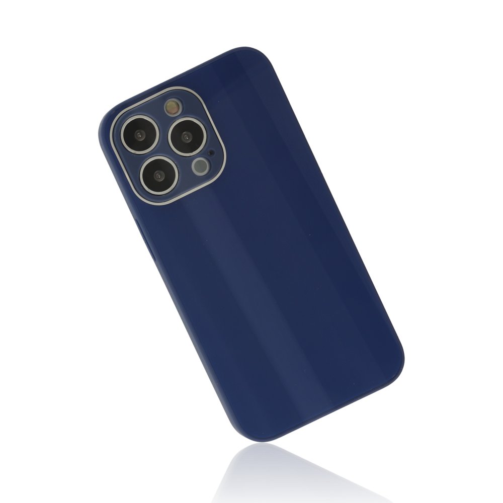 Newface iPhone 14 Pro Max Kılıf Glass Kapak - Lacivert