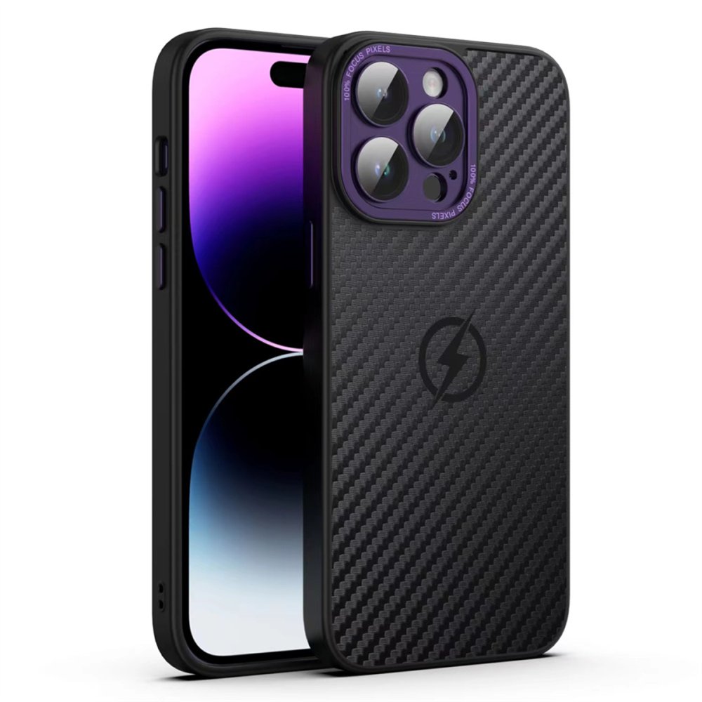 Newface iPhone 14 Pro Max Kılıf Harbon Magneticsafe Karbon Kapak - Derin Mor
