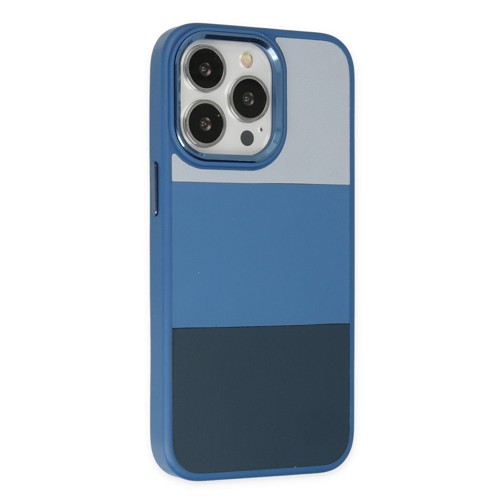 Newface iPhone 14 Pro Max Kılıf King Kapak - Açık Mavi-Lacivert