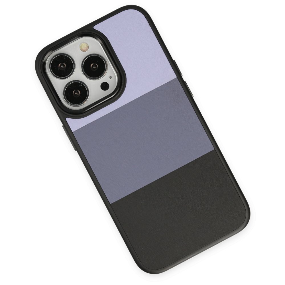 Newface iPhone 14 Pro Max Kılıf King Kapak - Lila-Siyah