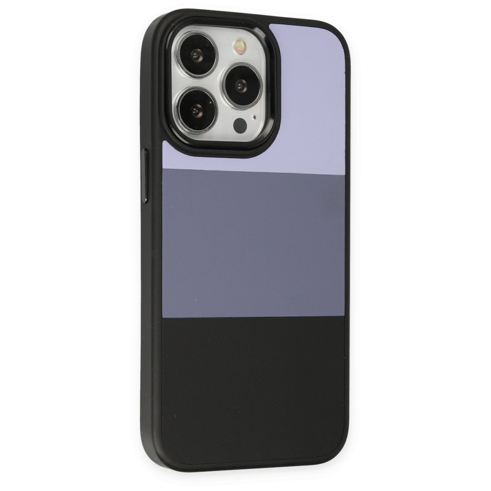 Newface iPhone 14 Pro Max Kılıf King Kapak - Lila-Siyah
