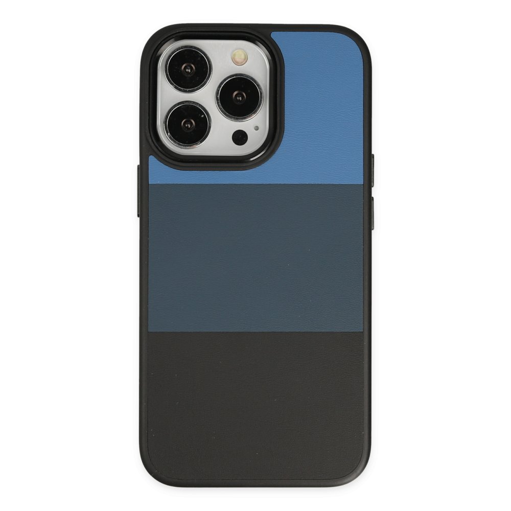 Newface iPhone 14 Pro Max Kılıf King Kapak - Mavi-Siyah