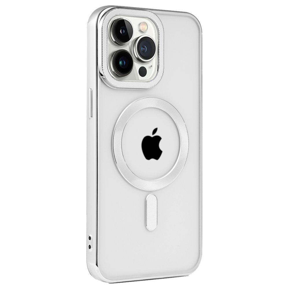 Newface iPhone 14 Pro Max Kılıf Kronos Magsafe Kapak - Gümüş