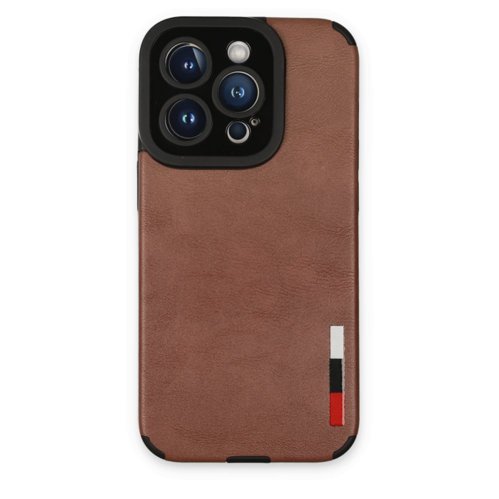 Newface iPhone 14 Pro Max Kılıf Loop Deri Silikon - Kahverengi