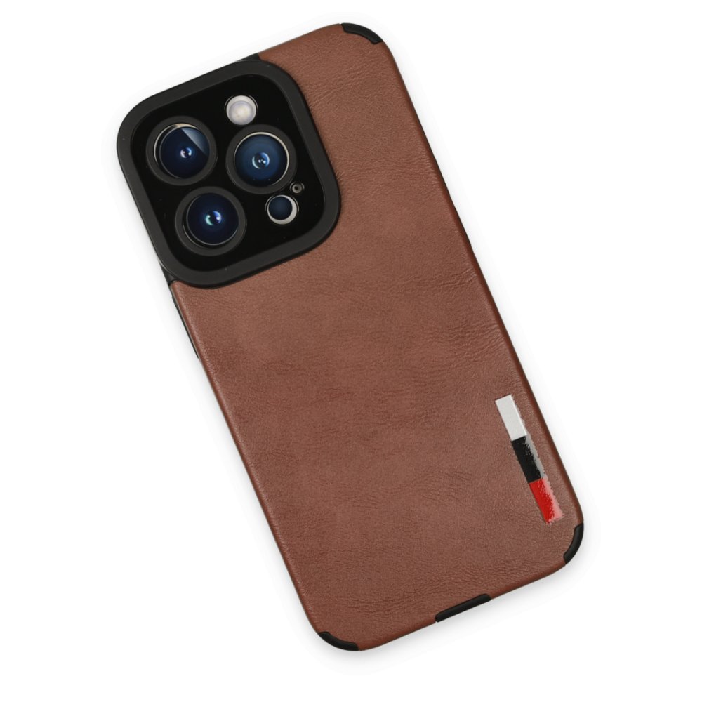 Newface iPhone 14 Pro Max Kılıf Loop Deri Silikon - Kahverengi