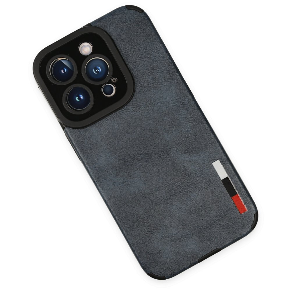 Newface iPhone 14 Pro Max Kılıf Loop Deri Silikon - Lacivert