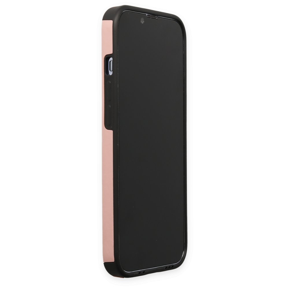 Newface iPhone 14 Pro Max Kılıf Mega Standlı Silikon - Pudra