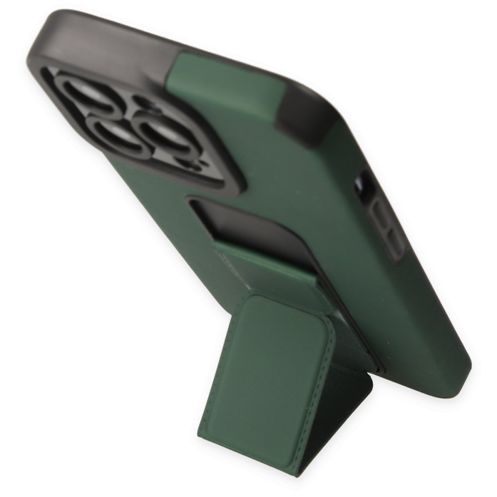 Newface iPhone 14 Pro Max Kılıf Mega Standlı Silikon - Yeşil