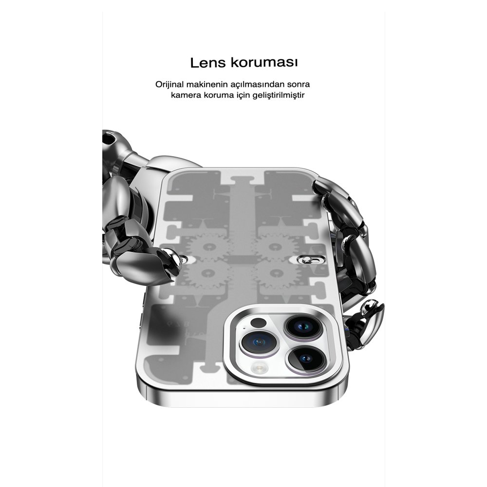 Newface iPhone 14 Pro Max Kılıf Mekanik Bumper Kapak - Mavi
