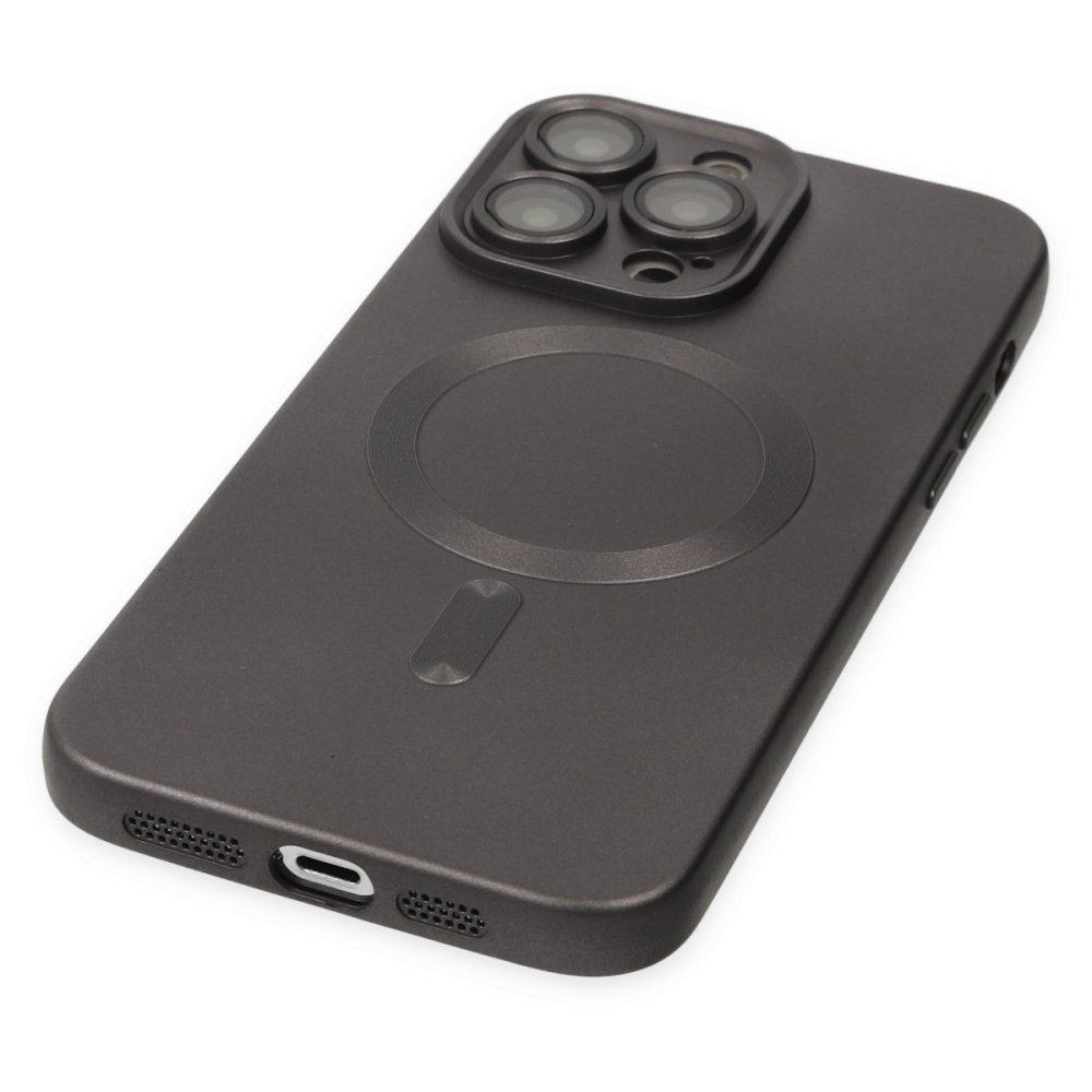 Newface iPhone 14 Pro Max Kılıf Moshi Lens Magneticsafe Silikon - Füme