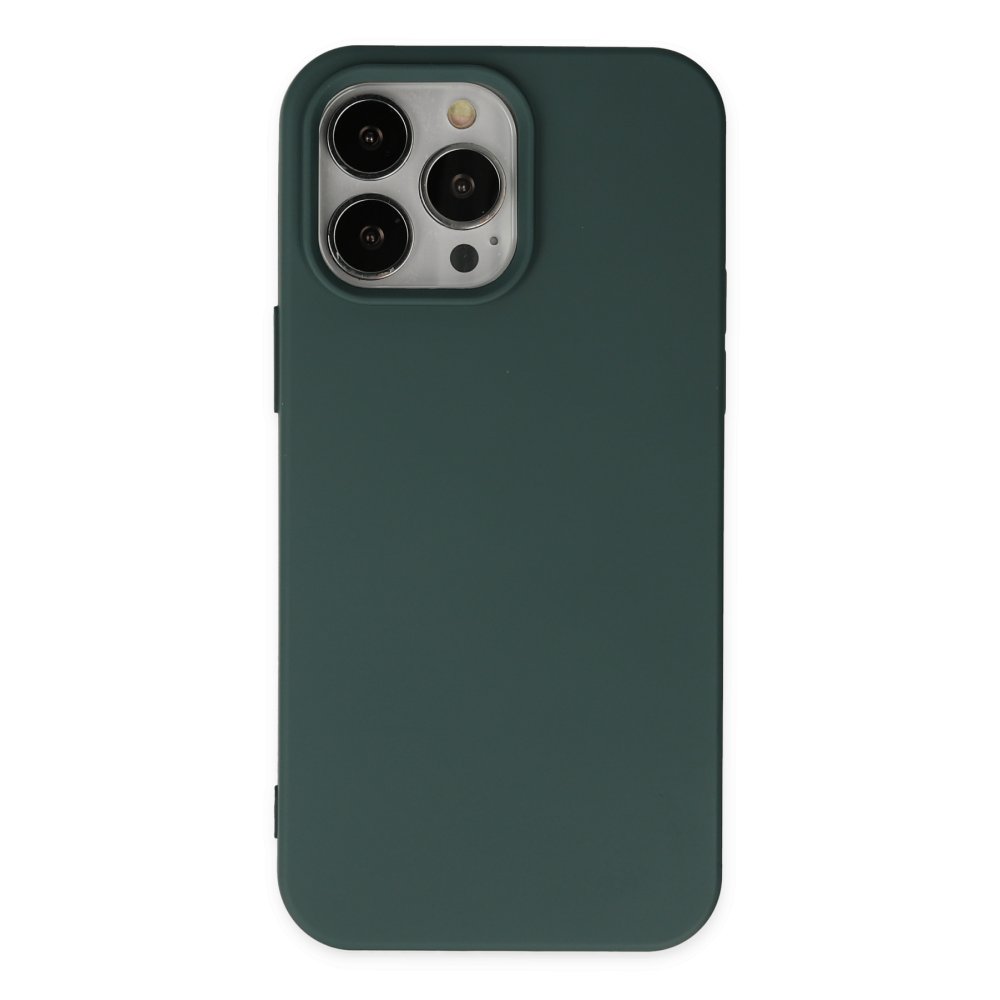 Newface iPhone 14 Pro Max Kılıf Nano içi Kadife Silikon - Koyu Yeşil