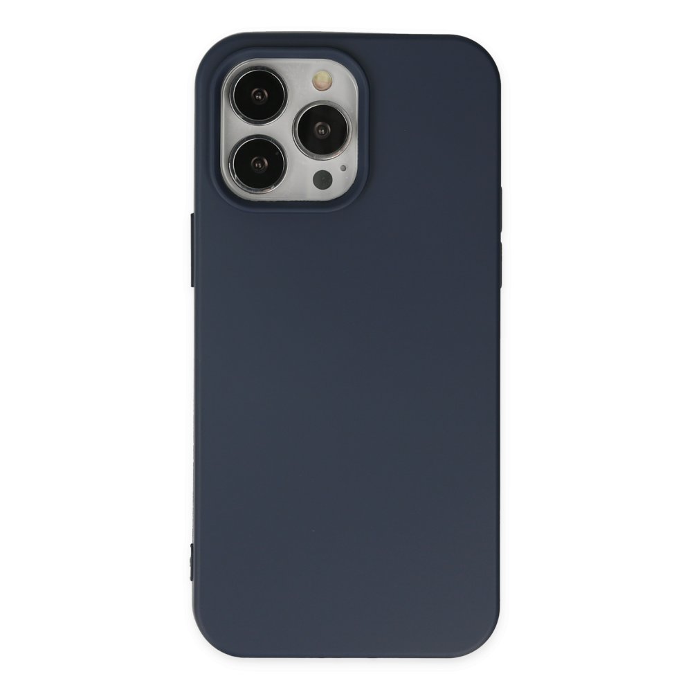 Newface iPhone 14 Pro Max Kılıf Nano içi Kadife Silikon - Lacivert