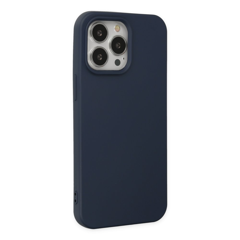 Newface iPhone 14 Pro Max Kılıf Nano içi Kadife Silikon - Lacivert