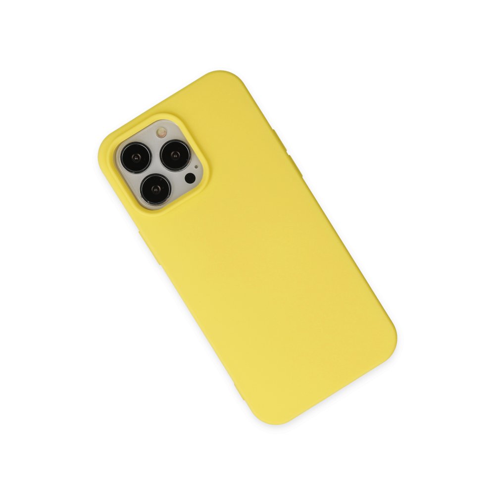 Newface iPhone 14 Pro Max Kılıf Nano içi Kadife Silikon - Sarı