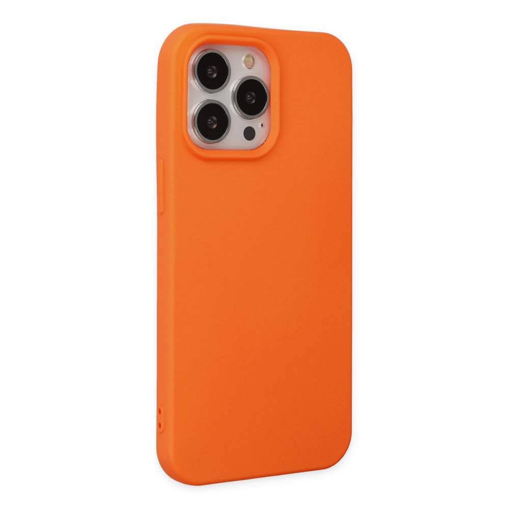 Newface iPhone 14 Pro Max Kılıf Nano içi Kadife Silikon - Turuncu