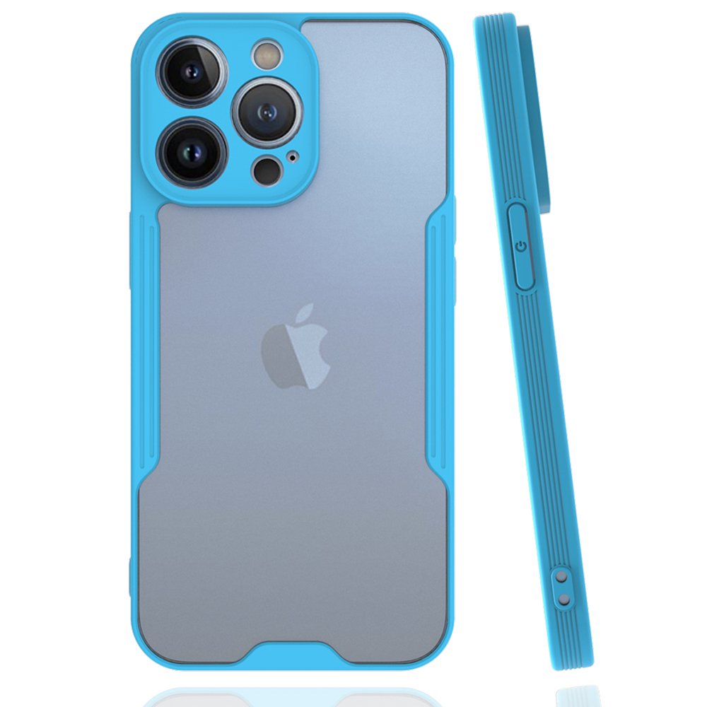 Newface iPhone 14 Pro Max Kılıf Platin Silikon - Mavi