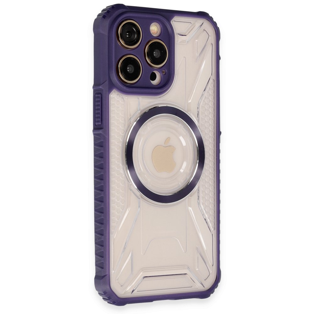 Newface iPhone 14 Pro Max Kılıf Prag Magneticsafe Kapak - Derin Mor