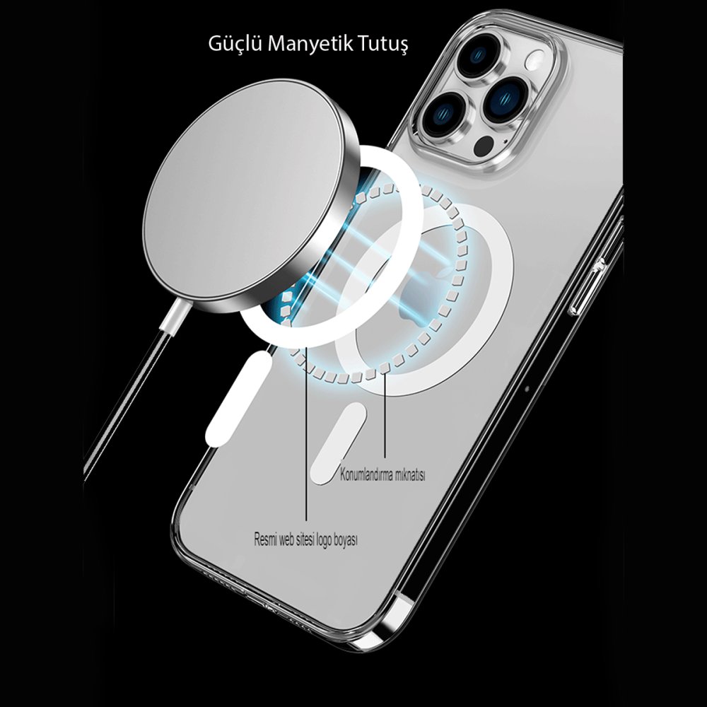 Newface iPhone 14 Pro Max Kılıf Tron Şeffaf Magsafe Kapak - Şeffaf