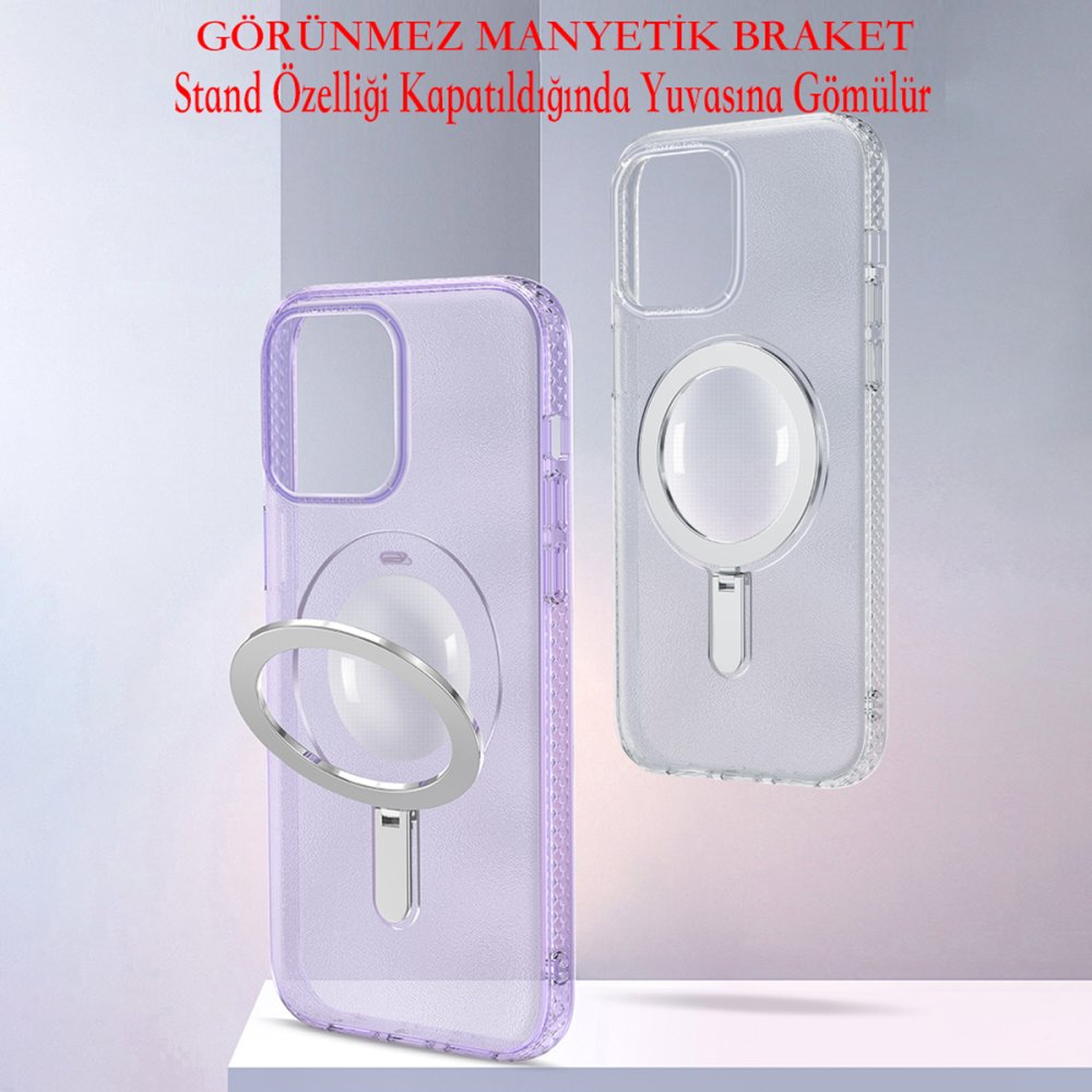 Joko iPhone 14 Pro Max Kılıf Zoom Standlı Silikon - Şeffaf