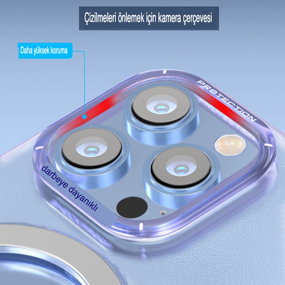 Joko iPhone 14 Pro Max Kılıf Zoom Standlı Silikon - Sierra Blue