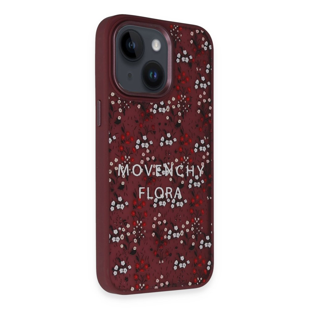 Movenchy iPhone 14 Terra Desenli Kapak - Pembe - 1