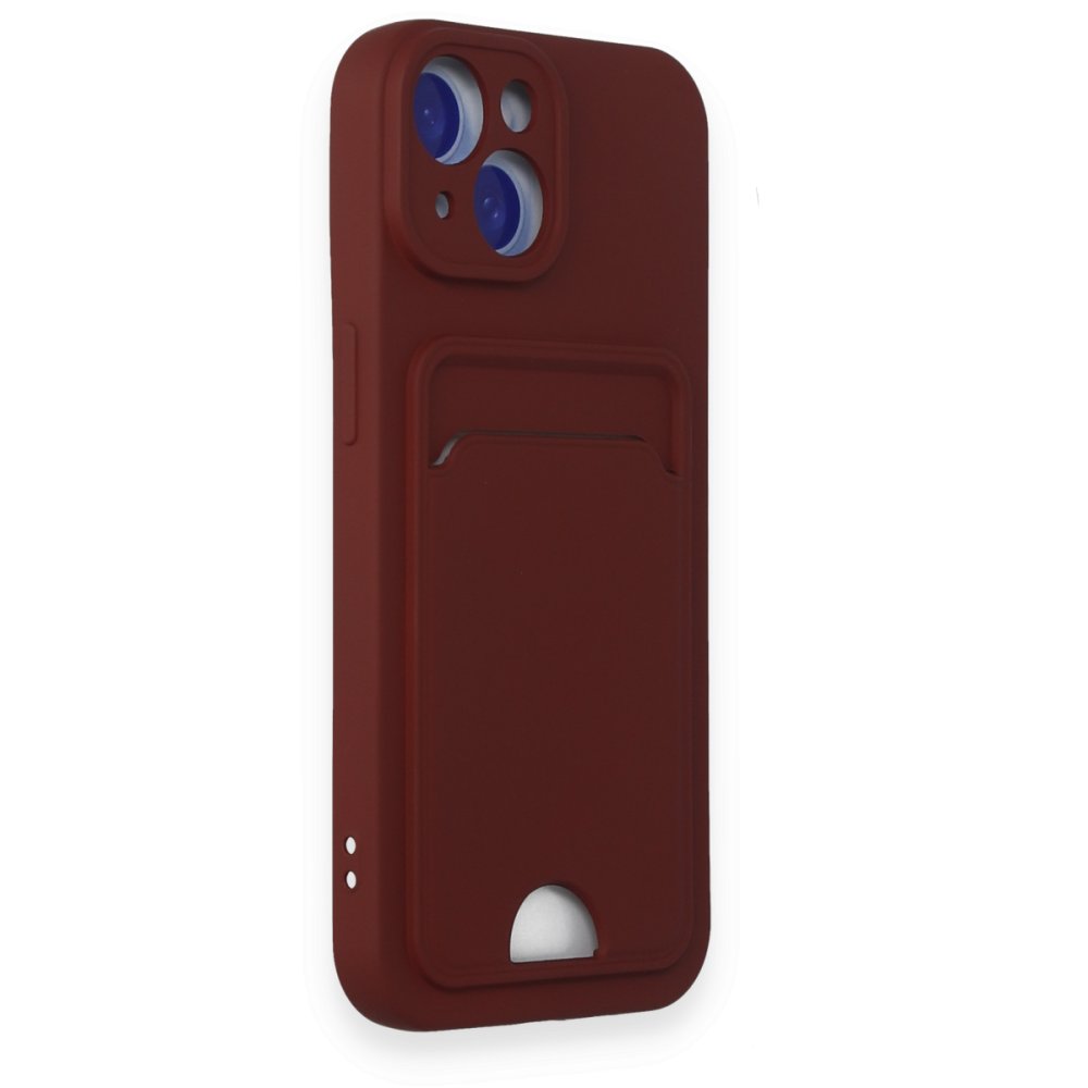 Newface iPhone 15 Kılıf Kelvin Kartvizitli Silikon - Bordo