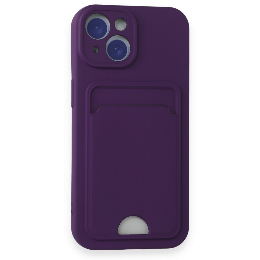 Newface iPhone 15 Kılıf Kelvin Kartvizitli Silikon - Derin Mor
