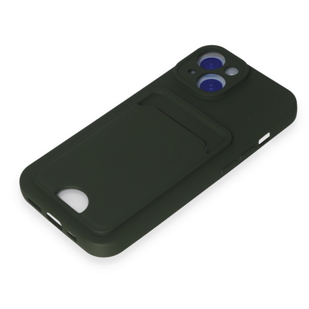 Newface iPhone 15 Kılıf Kelvin Kartvizitli Silikon - Koyu Yeşil