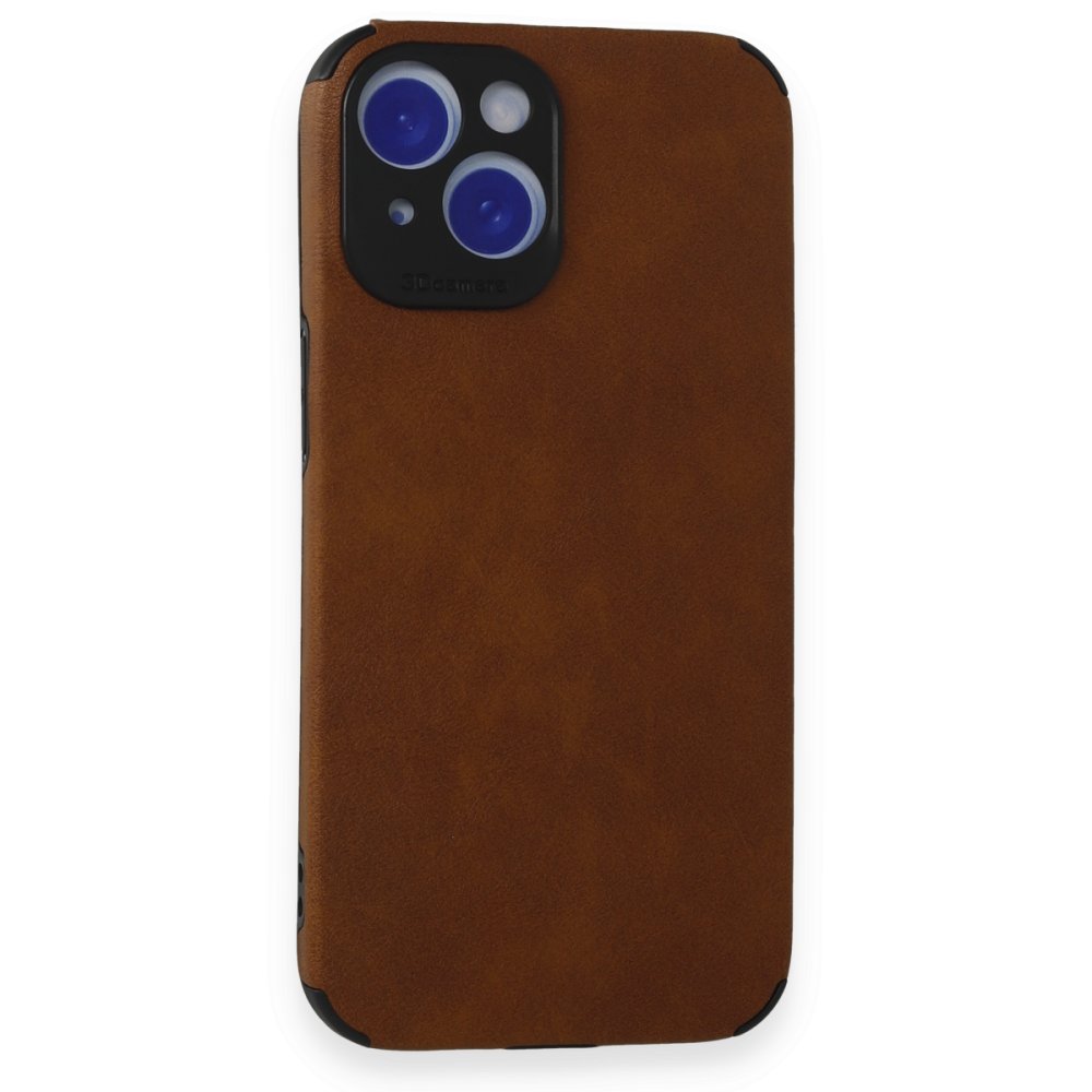 Newface iPhone 15 Kılıf Loop Deri Silikon - Kahverengi