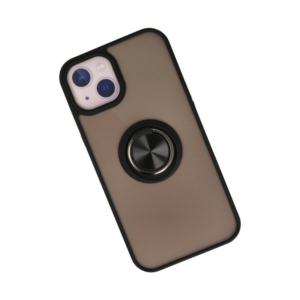 Newface iPhone 15 Kılıf Montreal Yüzüklü Silikon Kapak - Siyah