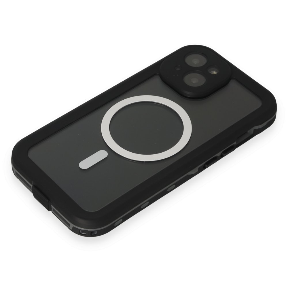 Newface iPhone 15 Kılıf Red Pepper Magneticsafe Su Geçirmez Kılıf - Siyah-Gri