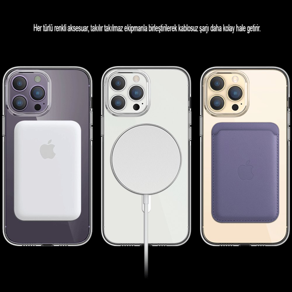 Newface iPhone 15 Kılıf Tron Şeffaf Magsafe Kapak - Şeffaf
